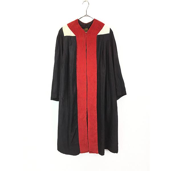 レディース 古着 60s Lynch Kelly ベロア 切替 十字架 ヴィンテージ ゴスペル ローブ ワンピース ドレス ガウン ロング丈 M位 古着 レディース 古着 60s Lynch Kelly ベロア 切替 十字架 ヴィンテージ