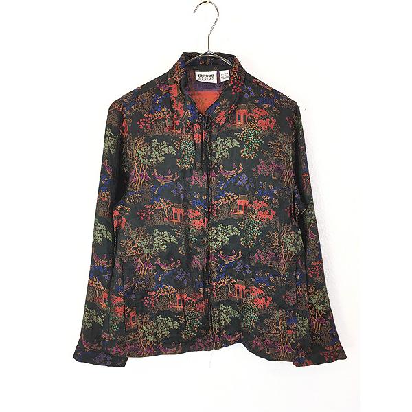 レディース 古着 CHICO'S DESIGN 中国 風景 総柄 デザイン 光沢