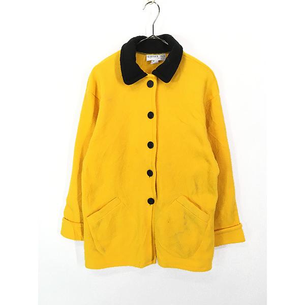 レディース 古着 80s USA製 BEDFORD FAIR 黄×黒 バイカラー フリース