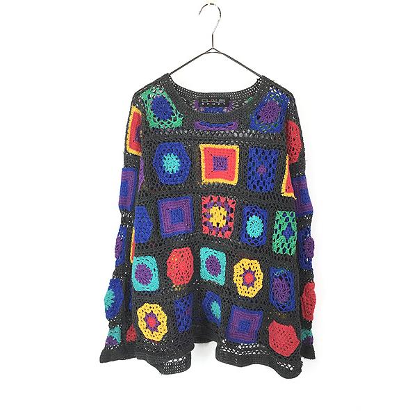 レディース 古着 90s CHAUS SPORT カラフル クロッシェ ニット
