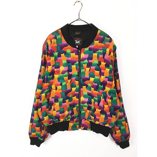 レディース 古着 90s USA製 INFINITY CHIC カラフル グラデーション 猫