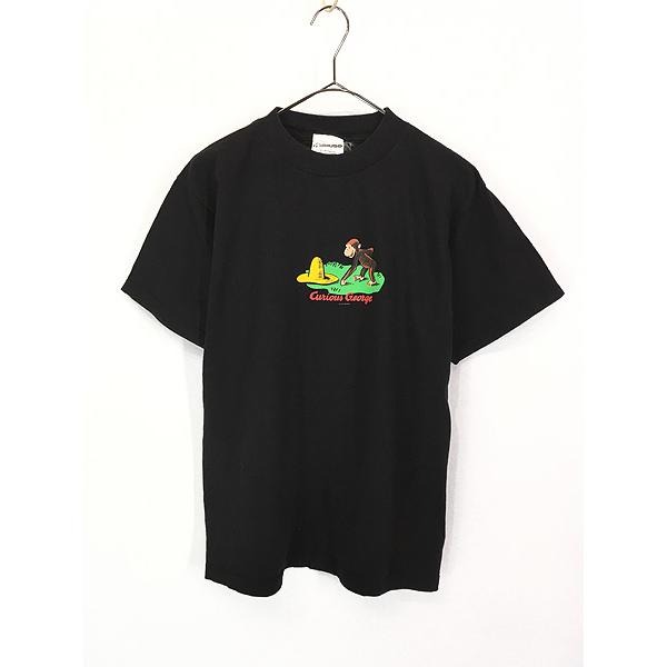 90s Curious George/おさるのジョージ スウェット/ブラック レディース 古着 90s Canada製 Curious George おさるのジョージ