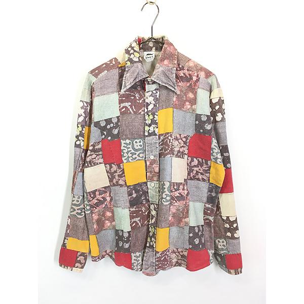 レディース 古着 70s ANDY NEW YORK パッチワーク風 総柄