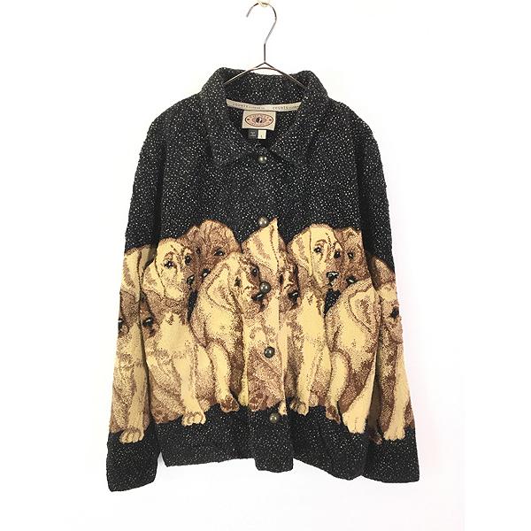 レディース 古着 製 COUNTY 犬 ワンちゃん アニマル フリース ジャケット L 古着 レディース 古着 Canada製 COUNTY 犬 ワンちゃん アニマル フリース