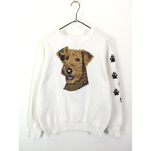 レディース 古着 90s USA製 犬 エアデール テリア アニマル スウェット トレーナー M 古着 レディース 古着 90s USA製 犬 エアデール テリア アニマル スウェット