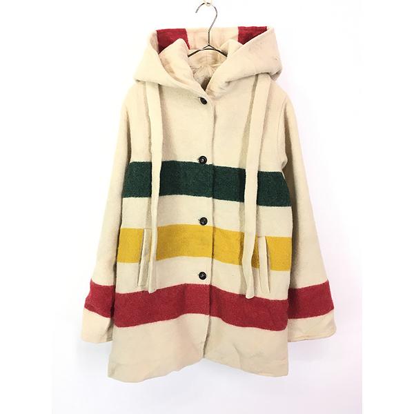 レディース 古着 70s USA製 WoolRich レインボー ボーダー ウール