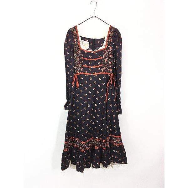 70s GUNNE SAX キッズ 花柄 レース ロング ワンピース ドレス 70s GUNNE SAX キッズ 花柄 レース ロング ワンピース ドレス