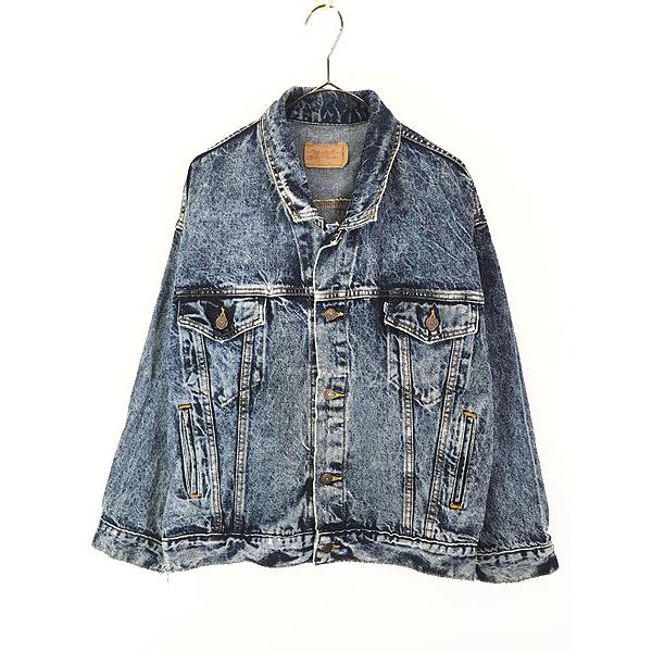 レディース 古着 80s USA製 Levi's 75068-0227 ワイドシルエット ケミカル アシッド デニム トラッカー ジャケット Gジャン S 古着 レディース 古着 80s USA製 Levi's 75068-0227 ワイドシルエット