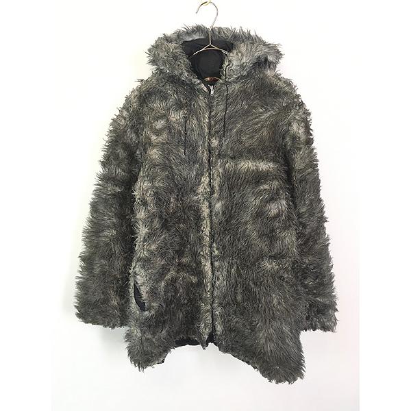 レディース 古着 60s VALOR 2tone MIX フェイク ファー フーディー ジャケット L 位 古着 レディース 古着 60s VALOR 2tone MIX フェイク ファー フーディー