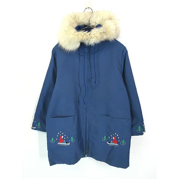 レディース 古着 70s 製 BAYVIEW CRAFTS ソリ 雪 リアルファー エスキモー フーディー コート S位 古着 レディース 古着 70s Canada製 BAYVIEW CRAFTS ソリ 雪 リアルファー