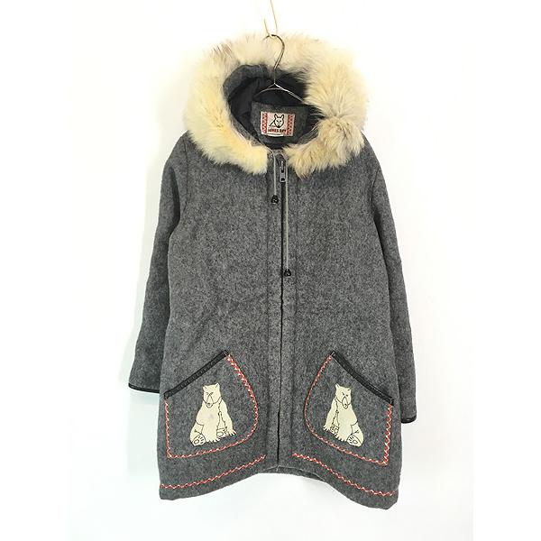 レディース 古着 70s Canada製 JAMES BAY 北極 シロクマ 朝日 パデッド