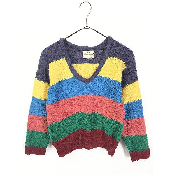 レディース 古着 80s DAISY pour BEBE BLOND カラフル ボーダー