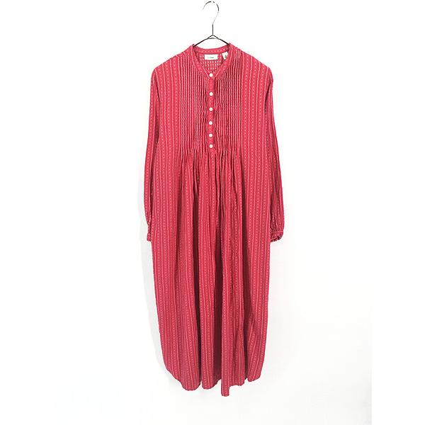 レディース 古着 LL Bean チロリアン柄 ピンタック フランネル ワンピース ドレス ロング丈 赤 S 古着 レディース 古着 LL Bean チロリアン柄 ピンタック フランネル