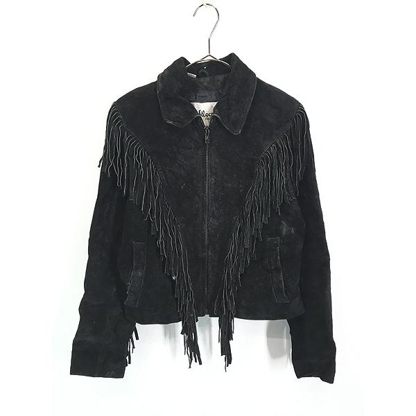 'ヨーロッパ 80s ヴィンテージ レザージャケット フリンジ ウェスタン レア レディース 古着 80s Wilsons 本革 スエード レザー ウエスタン