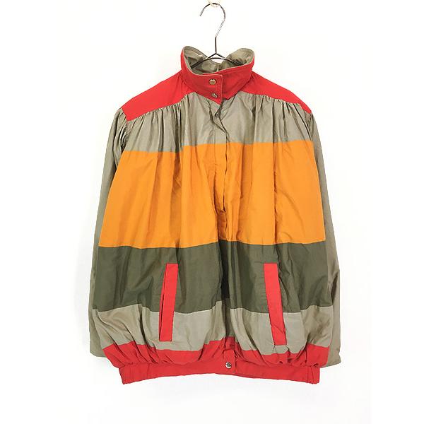 レディース 古着 80s Misty harbor 4color ボーダー ギャザー デザイン ダウン ジャケット XS古着 レディース 古着 80s Misty harbor 4color ボーダー ギャザー デザイン