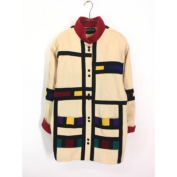 レディース 古着 80s USA製 STEVE EVANS カラフル ブロック