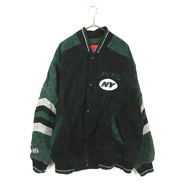 古着 NFL New York Jets ジェッツ 本革 オール スエード レザー
