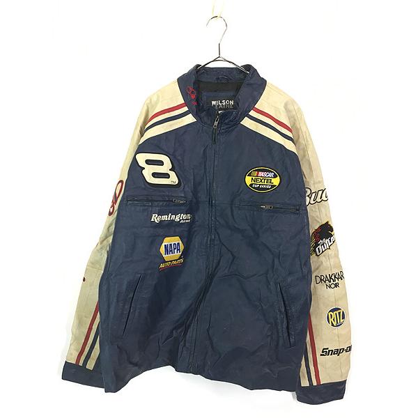 古着 CHASE 「Budweiser」 企業 刺しゅう レーシング 本革 レザー ジャケット XL 古着 古着 CHASE 「Budweiser」 企業 刺しゅう レーシング 本革 レザー