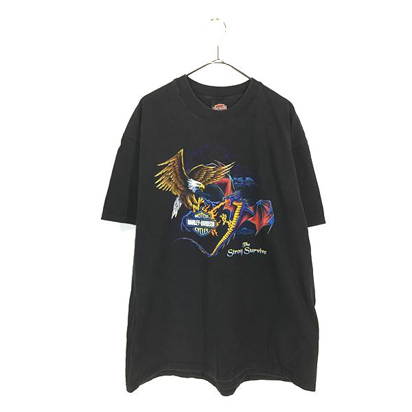 古着 90s USA製 HARLEY DAVIDSON イーグル VS ドラゴン Tシャツ XL
