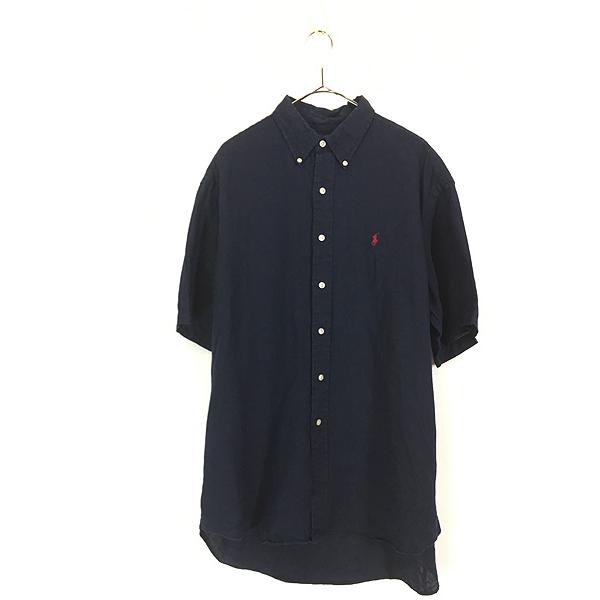 古着 90s Ralph Lauren 「BLAKE」 ワンポイント ソリッド 100% リネン 