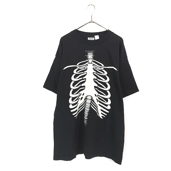 古着 90s USA製 BONE ボーン 骨 だまし絵 蓄光 アート Tシャツ 古着 90s USA製 BONE ボーン 骨 だまし絵 蓄光 アート Tシャツ