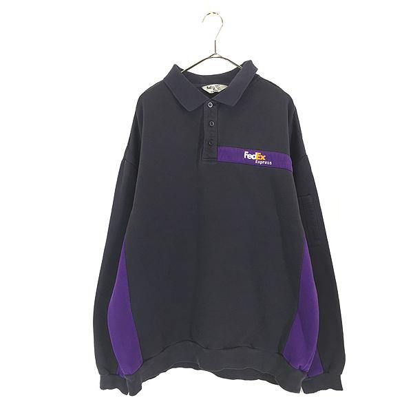 古着 90s FedEx フェデックス 企業 刺しゅう 襟付き スウェット