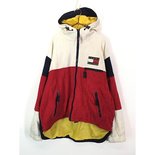 古着 90s TOMMY HILFIGER フラッグ パッチ ナイロン ライナー フリース 