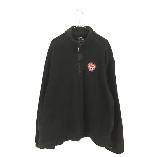 美品 古着 90's USA製 コーデュロイ ハーフジップパーカー 黒 XL 古着 90s USA製 Coca-Cola コーラ 企業 ロゴ 刺しゅう ハーフジップ