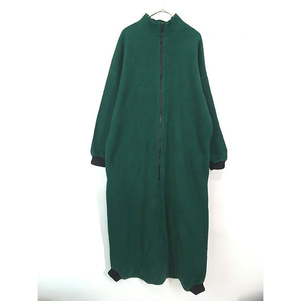 フリース ジャンプスーツ モモンガフリース ロンパース グリーン 古着 90s USA製 Plow&Heartn モモンガ フリース オールインワン