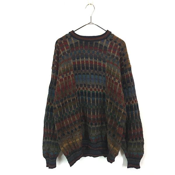 90s ITALY 総柄　アート系　ニット　セーター　古着　ストリート　長袖 90s ITALY 総柄アート系ニットセーター古着ストリート長袖
