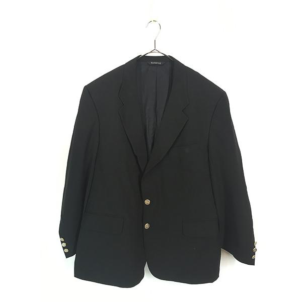 古着 80s USA製 Burberrys 金ボタン 上質 Super 100's ブラック ウール