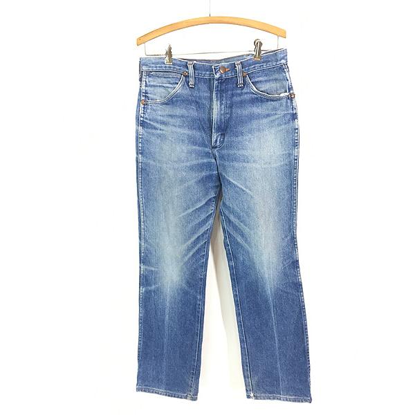 古着 80s USA製 Wrangler 936DEN ヒゲ 縦落ち ブルー デニム パンツ