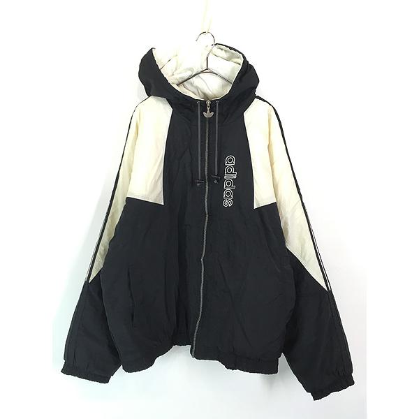 古着 90s adidas BIG ロゴ & トレフォイル パデット フーデッド