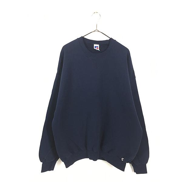 古着 90s Russell 無地 ソリッド 前V セットイン ビッグサイズ