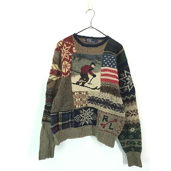 Polo by Ralph Lauren セーター ニット パッチワーク スキー