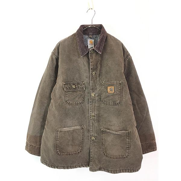 古着 USA製 Carhartt 裏地 ストライプ ブランケット チョコレート