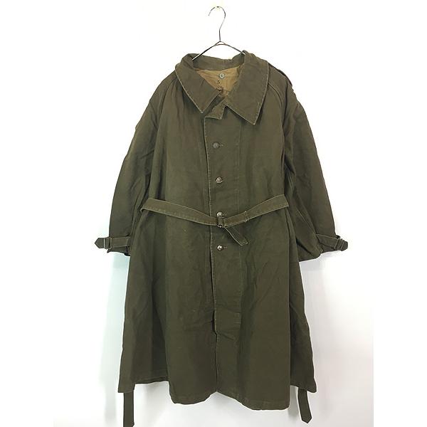 古着 40s フランス軍 M35 ミリタリー コットン キャンバス モーター サイクル オーバー コート オリーブ 3 古着 40s フランス軍 M35 ミリタリー コットン キャンバス モーター