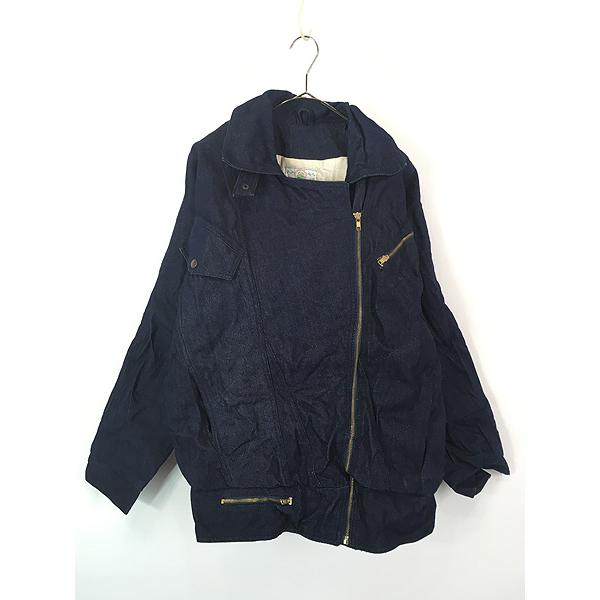 古着 80-90s Reputable Clothing 真紺 ブルー デニム ダブル ライダース ジャケット L 古着 80-90s Reputable Clothing 真紺 ブルー デニム ダブル