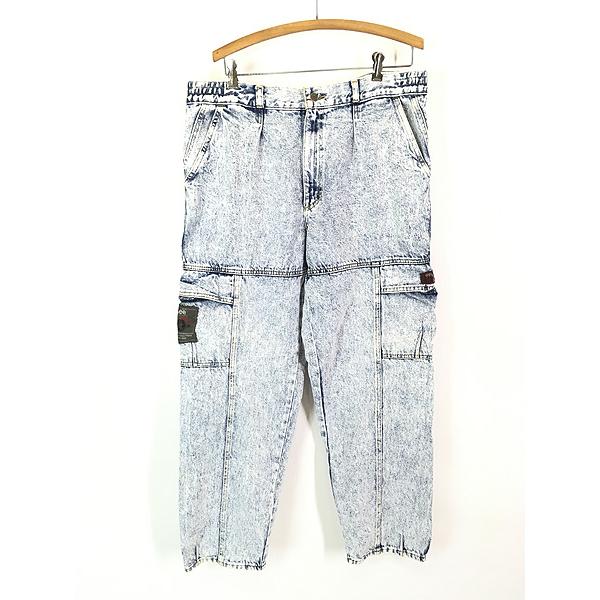 古着 90s Lee 「AIRGEAR」 1タック ブルー ケミカル デニム カーゴ