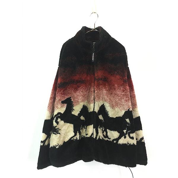 古着 90s USA製 BLACK MOUNTAIN 馬 ホース アニマル フリース ジャケット XXL 古着 古着 90s USA製 BLACK MOUNTAIN 馬 ホース アニマル フリース