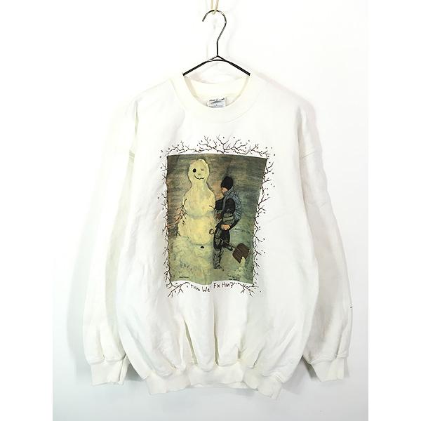 古着 90s Think We Can Fix Him? 雪だるま 雪遊び アート スウェット