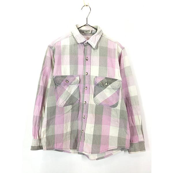 FIVEBROTHERベビーネルシャツフランネルシャツCPO古着vintage 古着 90s FIVE BROTHER レア!! ピンク ブロック チェック ヘビー