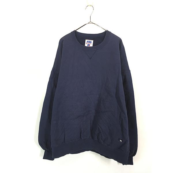 古着 90s USA製 Russell Pro Cotton 「RUSSELL」 前V セットイン ヘビー スウェット トレーナー XL 古着 90s USA製 Russell Pro Cotton 無地 ソリッド 前V セットイン