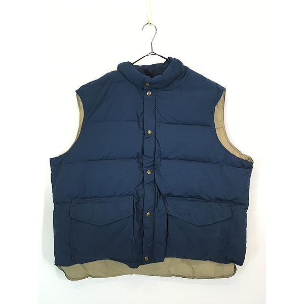 古着 80s USA製 WoolRich 60/40クロス シェル ダウン ベスト ネイビー