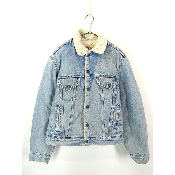 古着 80s USA製 Levi's ハンド ポケット付 ブルー デニム ボア トラッカー ジャケット Gジャン 42 古着 80s USA製 Levi's ハンド ポケット付 ブルー デニム ボア