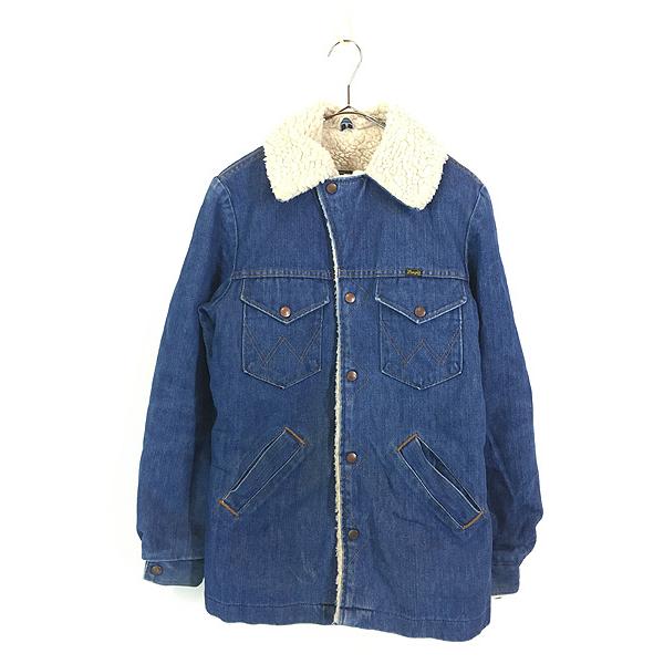古着 70s USA製 Wrangler 「Wrange Coat」 濃紺 デニム ボア ランチ