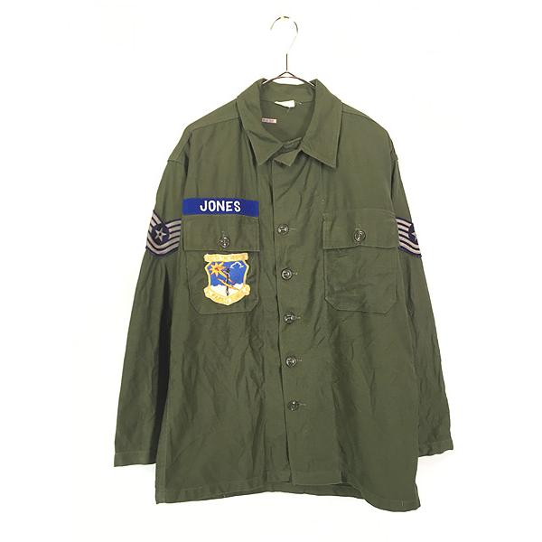 古着 60s 米軍 US ARMY 「1st 後期」 100% コットン サテン ミリタリー ファティーグ シャツ M 古着 60s 米軍 US 「1st 後期」 100% コットン サテン ミリタリー