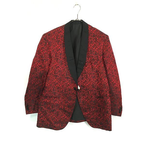 古着 80s SHERMAN'S フラワー フローラル サテン ショールカラー スモーキング ジャケット XL位 古着 80s SHERMAN'S フラワー フローラル サテン ショールカラー