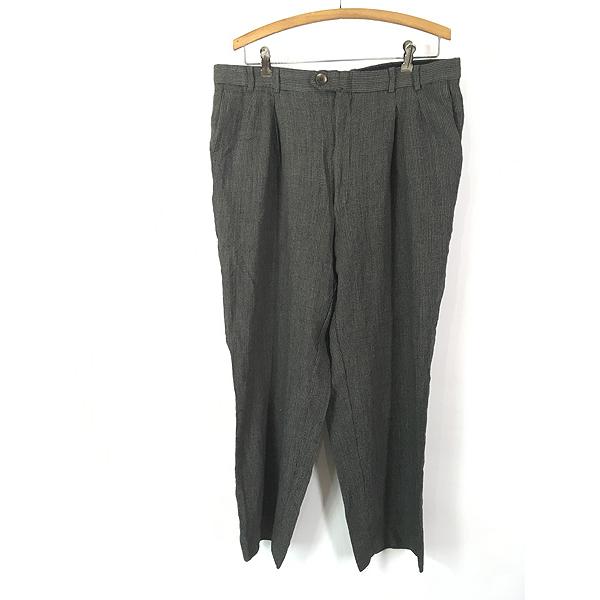 古着 80s ダーク ストライプ ウール タック スラックス ワイド パンツ W35 L28 古着 80s ダーク ストライプ ウール タック スラックス ワイド パンツ