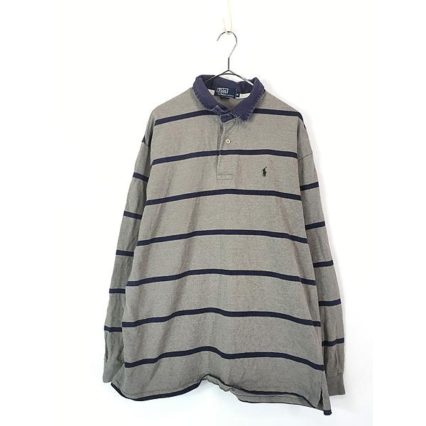 古着 90s USA製 Polo Ralph Lauren グレー×ネイビー ボーダー ラガー  